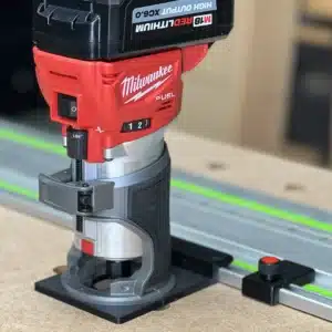 Milwaukee Router Adapter for the M18 trim router. Connect your Milwaukee trim router to track saw rail