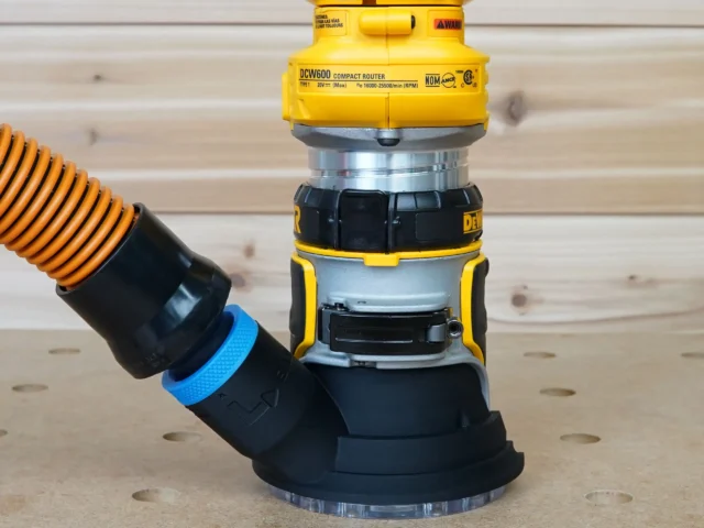 1 1/4" shop vac hose adapter for Dewalt 20v router cover for improved dust collection