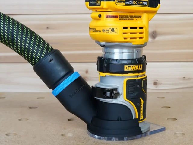 Connect your Festool 36mm hose to your dewalt 20v router for extra dust collection