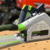 Locking detent on the Festool track saw and ToolCurve's no snag dust port