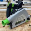 Festool no snag dust port so your hose will not tip over when sliding on your guide rails