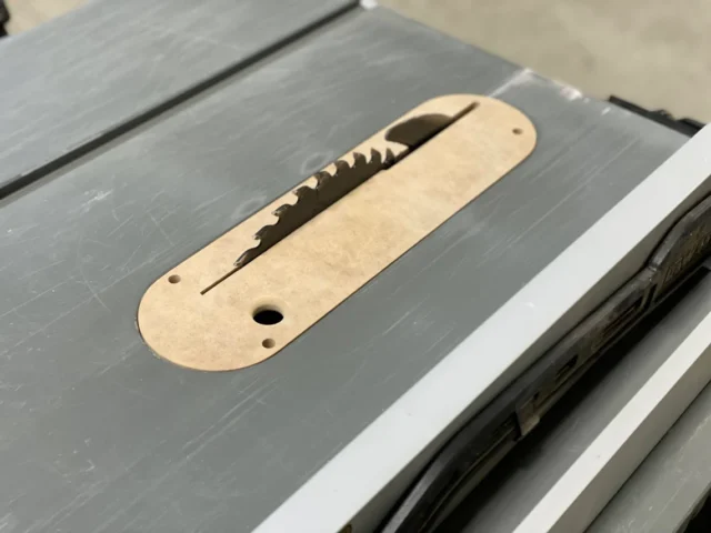 Zero clearance insert plate for Dewalt Jobsite table saw