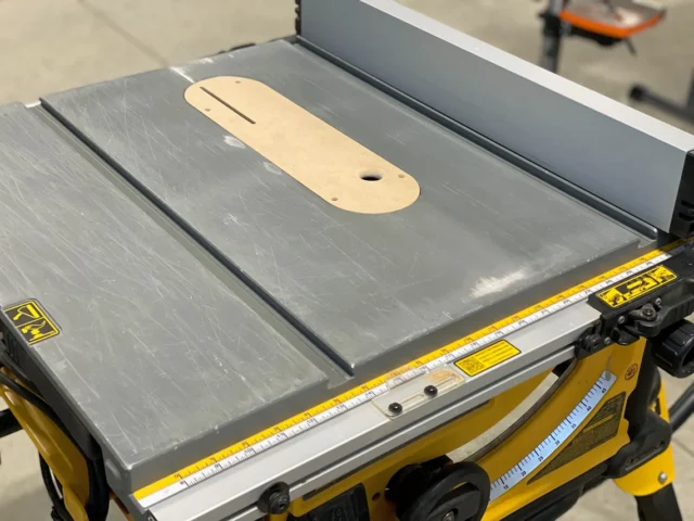 Make your own zero clearance insert plate for Dewalt saw