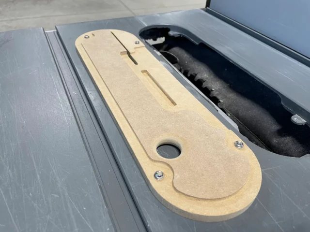 CNC machined zero clearance plate made out of MDF