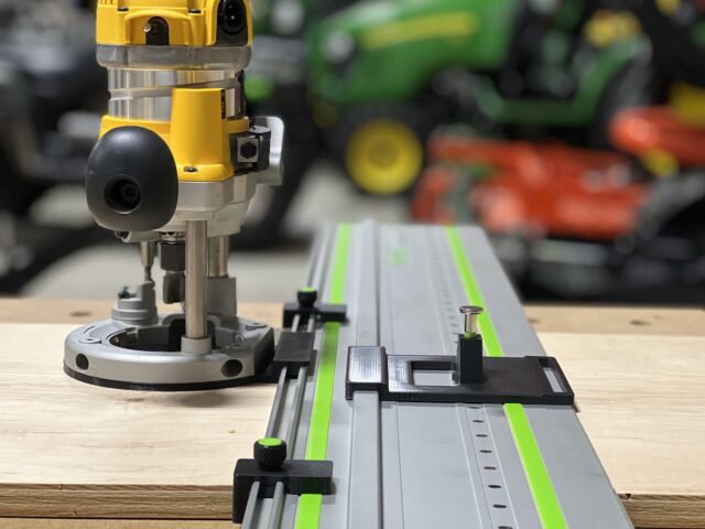Make cabinet holes with the Festool LR32 rail and Dewalt 618 router