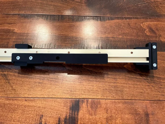 Setup track saw for narrow rip parallel guides