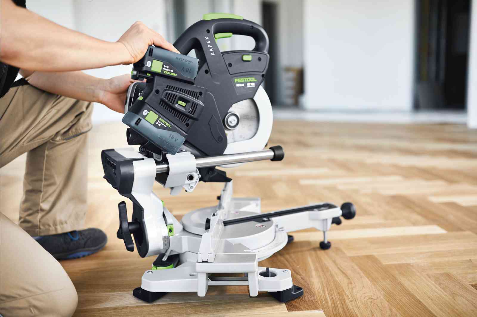 Portable Kapex miter saw running on Festool Batteires