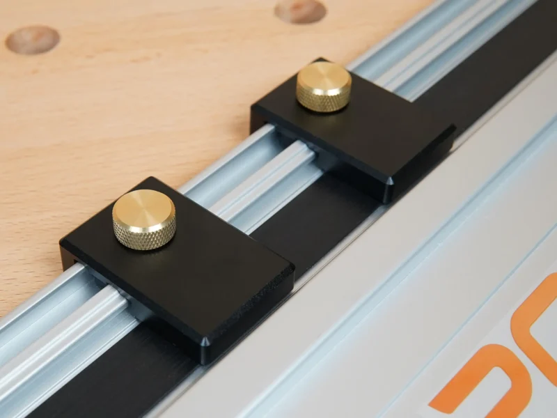 PowerTec Aluminum rail stops for the powertec track saw guide rail tracks