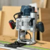 Use the Bosch MR23EVS plunge router with the Festool LR 32 rails to make quick 5mm holes for shelfs
