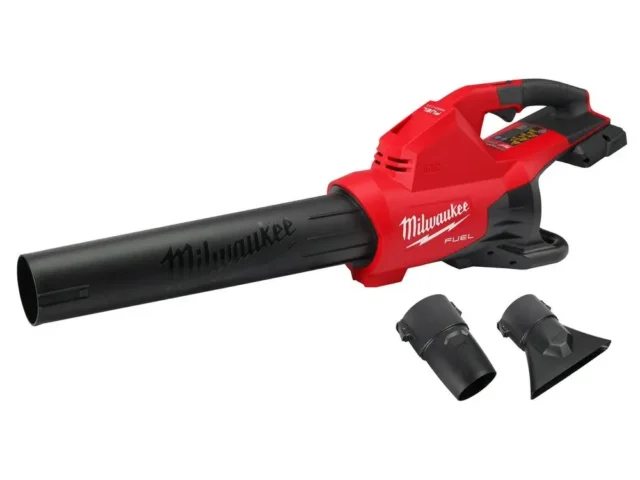 Milwaukee M18 dual battery leaf blower with two stubby nozzle tips