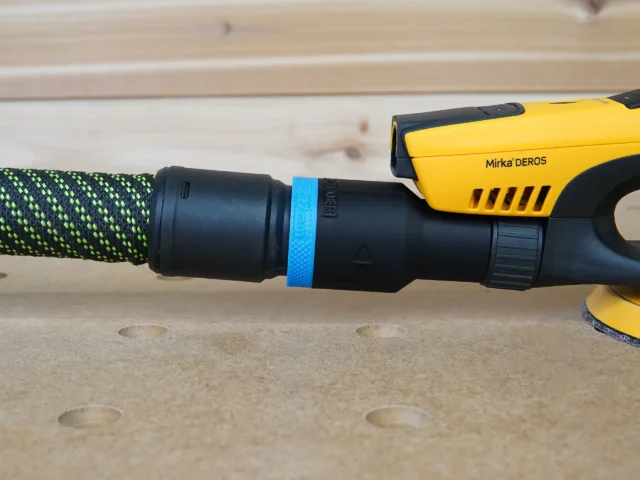 Connect your Festool 27mm hose with your Mirka Deros Sander
