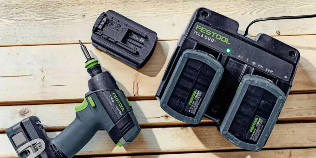 Festool TCL 6 Dual Charger, charge two 18v Festool batteries at once