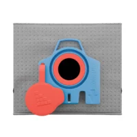 Macam reusable gray fleece dust bag for Miele vacuums, front view with blue collar and open orange inlet port